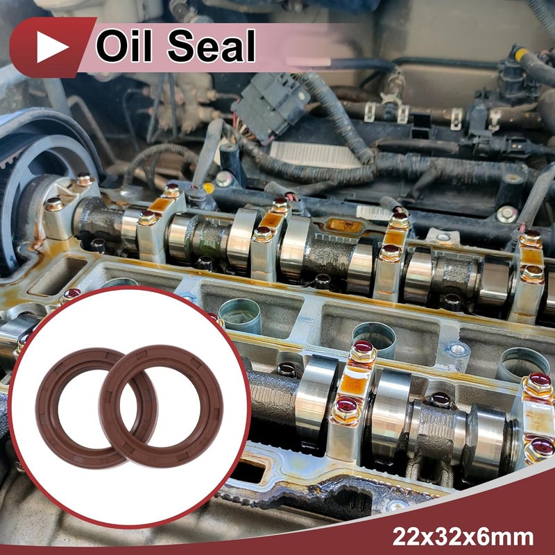 HEROFFIX Universal Oil Seal TC Seal Ring Rotary Shaft Seal 22x32x6mm High Pressure FKM Rubber Brown 2 Pcs - Image 2